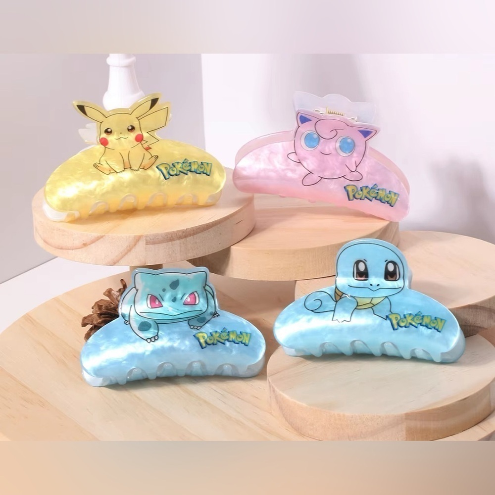 3 For $35 Pokemon Jiggly Puff Hair Claw Acrylic Acetate Hair Clip Accessories - Picture 2 of 3